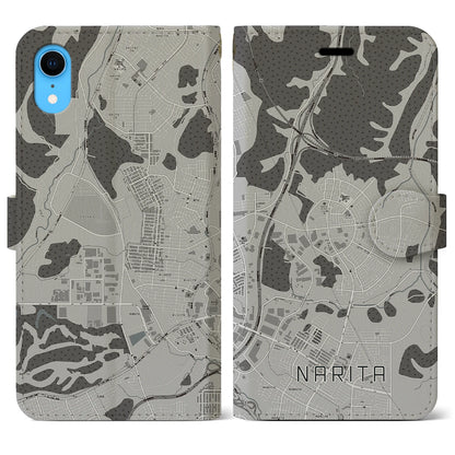 【成田（宮城県）】地図柄iPhoneケース（手帳タイプ）モノトーン・iPhone XR 用