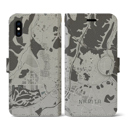 【成田（宮城県）】地図柄iPhoneケース（手帳タイプ）モノトーン・iPhone XS / X 用