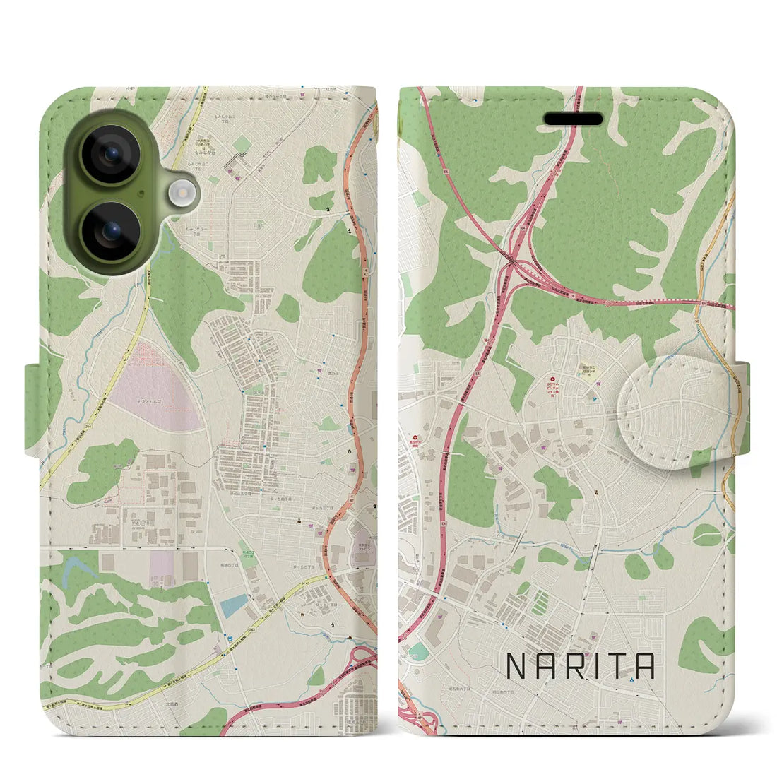 【成田（宮城県）】地図柄iPhoneケース（手帳タイプ）ナチュラル・iPhone 17 Pro Max 用