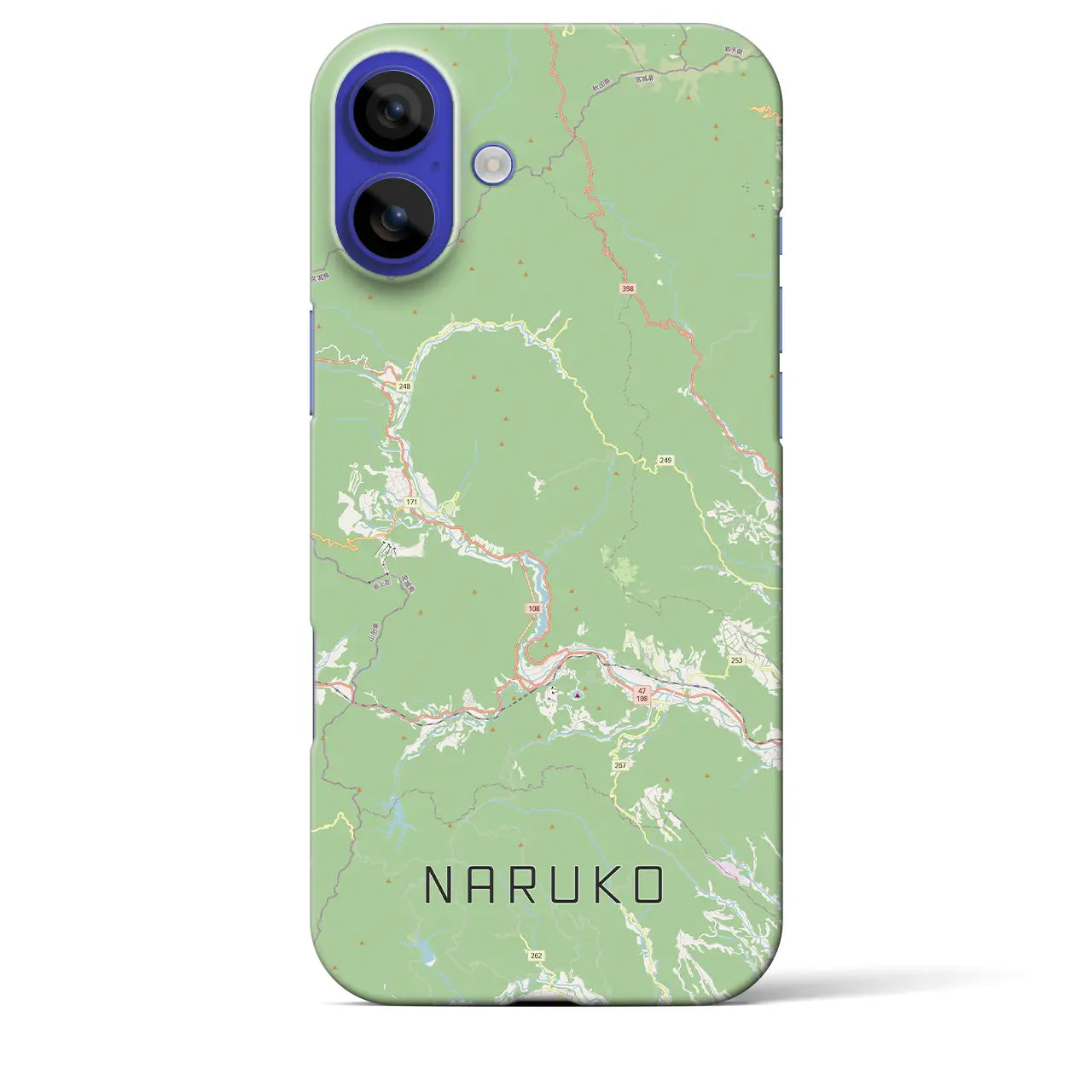 【鳴子（宮城県）】地図柄iPhoneケース（バックカバータイプ）ブラック・iPhone 16 Pro Max 用