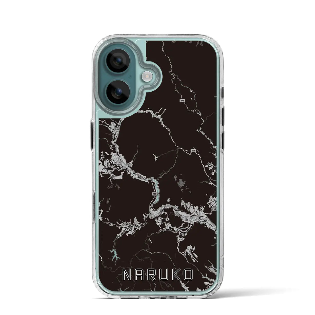 【鳴子(宮城県)】地図柄iPhoneケース(MagSafeタイプ)モノトーン・iPhone 16 Pro 用