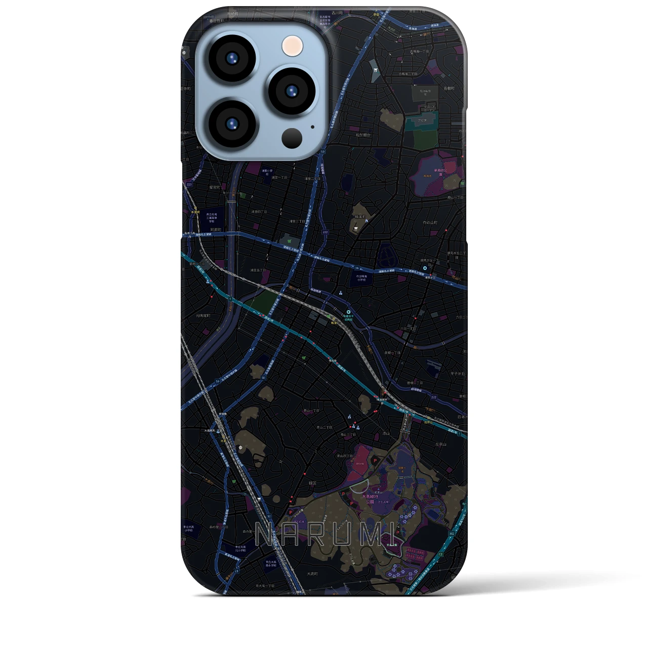 【鳴海（愛知県）】地図柄iPhoneケース（バックカバータイプ）