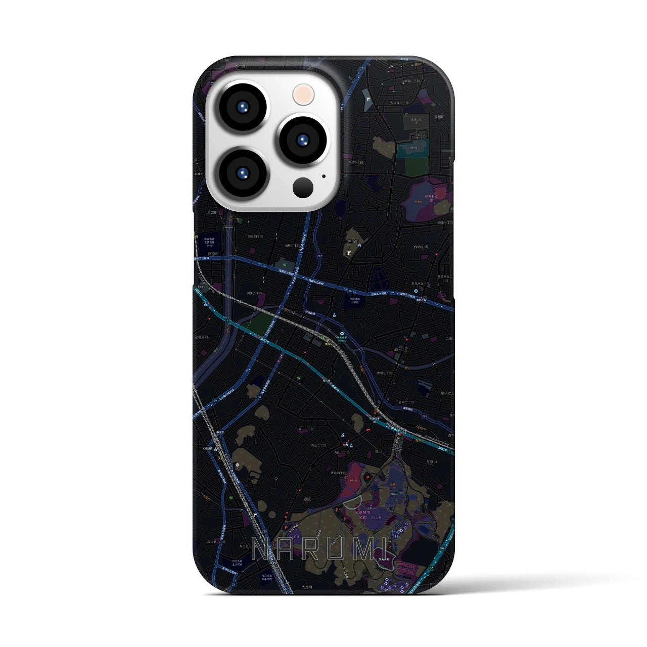 【鳴海（愛知県）】地図柄iPhoneケース（バックカバータイプ）