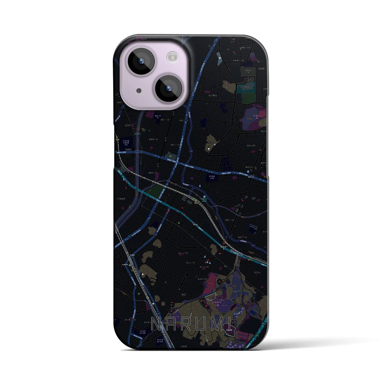【鳴海（愛知県）】地図柄iPhoneケース（バックカバータイプ）