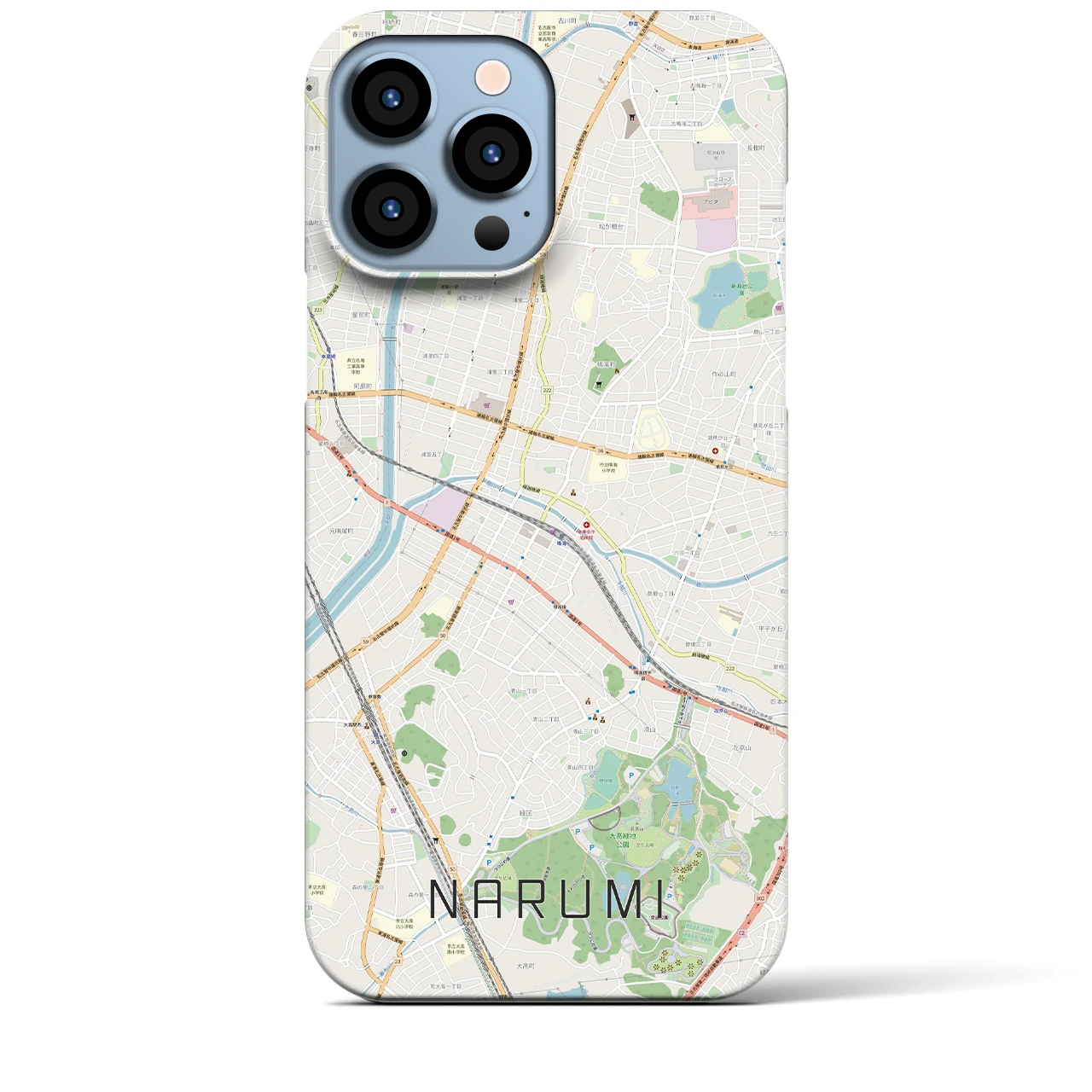 【鳴海（愛知県）】地図柄iPhoneケース（バックカバータイプ）