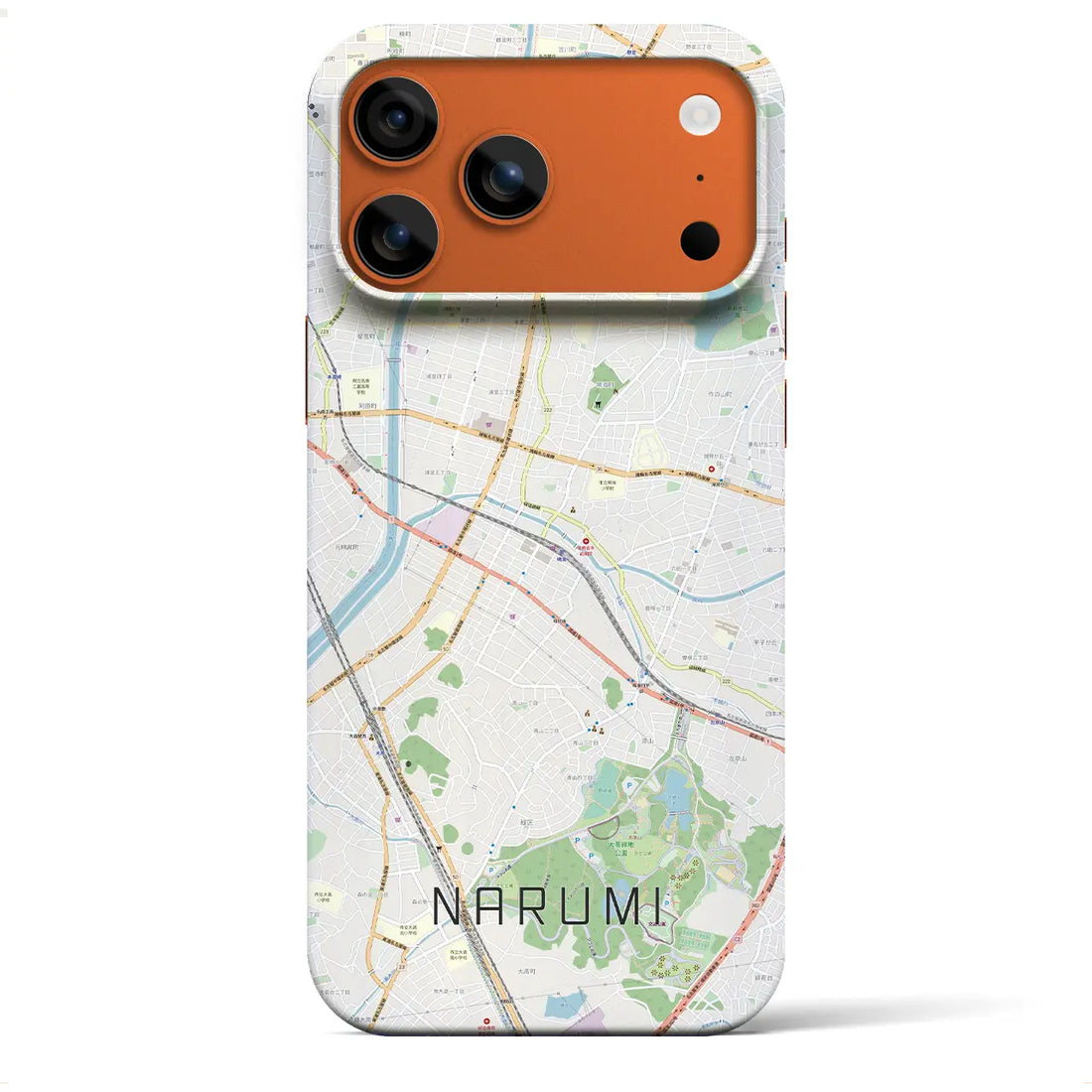 【鳴海（愛知県）】地図柄iPhoneケース（バックカバータイプ）ナチュラル・iPhone 17 Pro Max 用