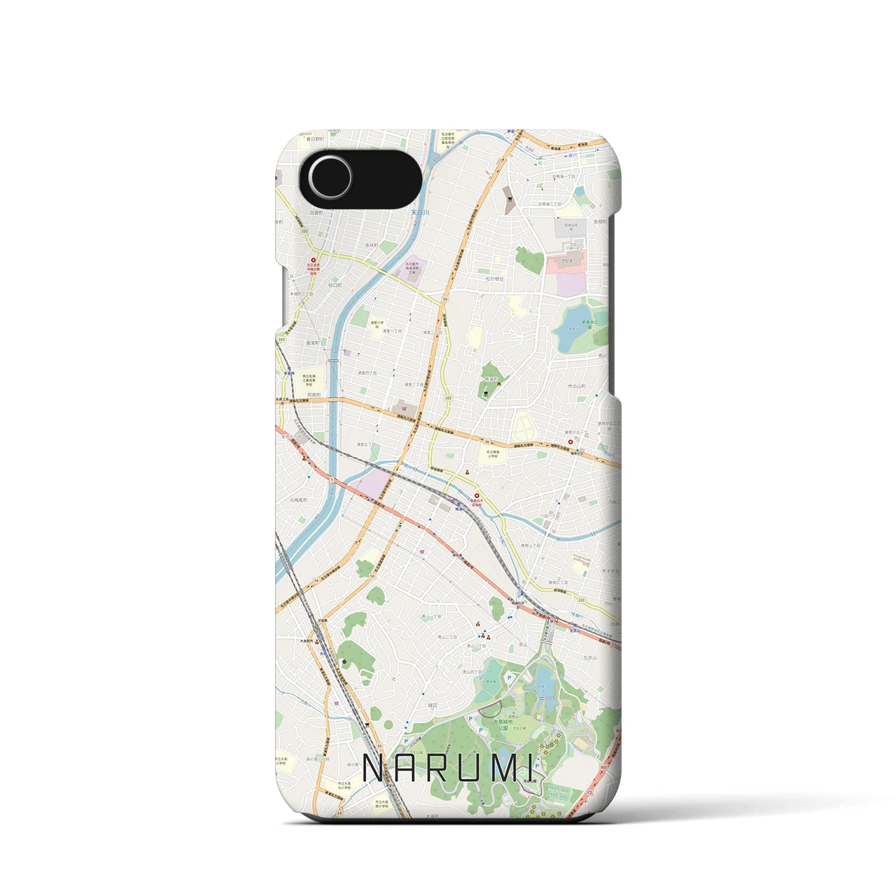 【鳴海（愛知県）】地図柄iPhoneケース（バックカバータイプ）