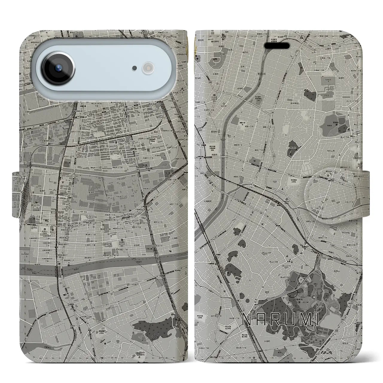 【鳴海（愛知県）】地図柄iPhoneケース（手帳タイプ）