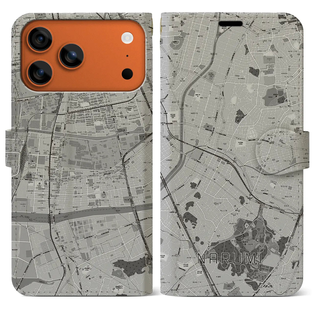 【鳴海（愛知県）】地図柄iPhoneケース（手帳タイプ）