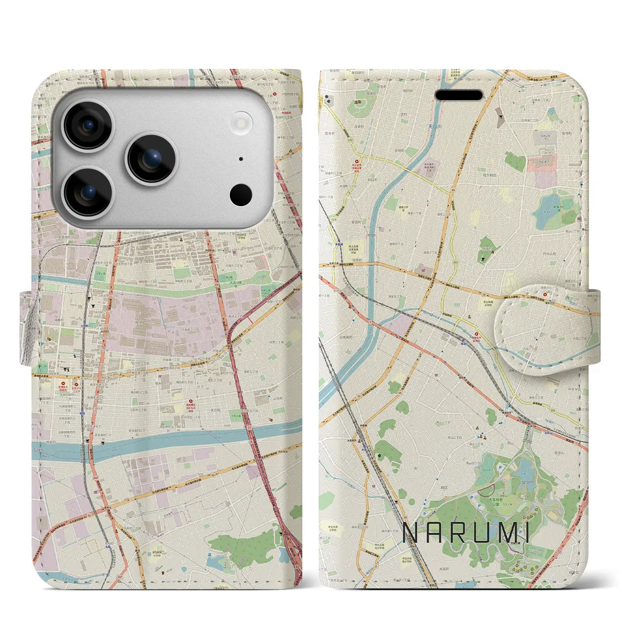 【鳴海（愛知県）】地図柄iPhoneケース（手帳タイプ）