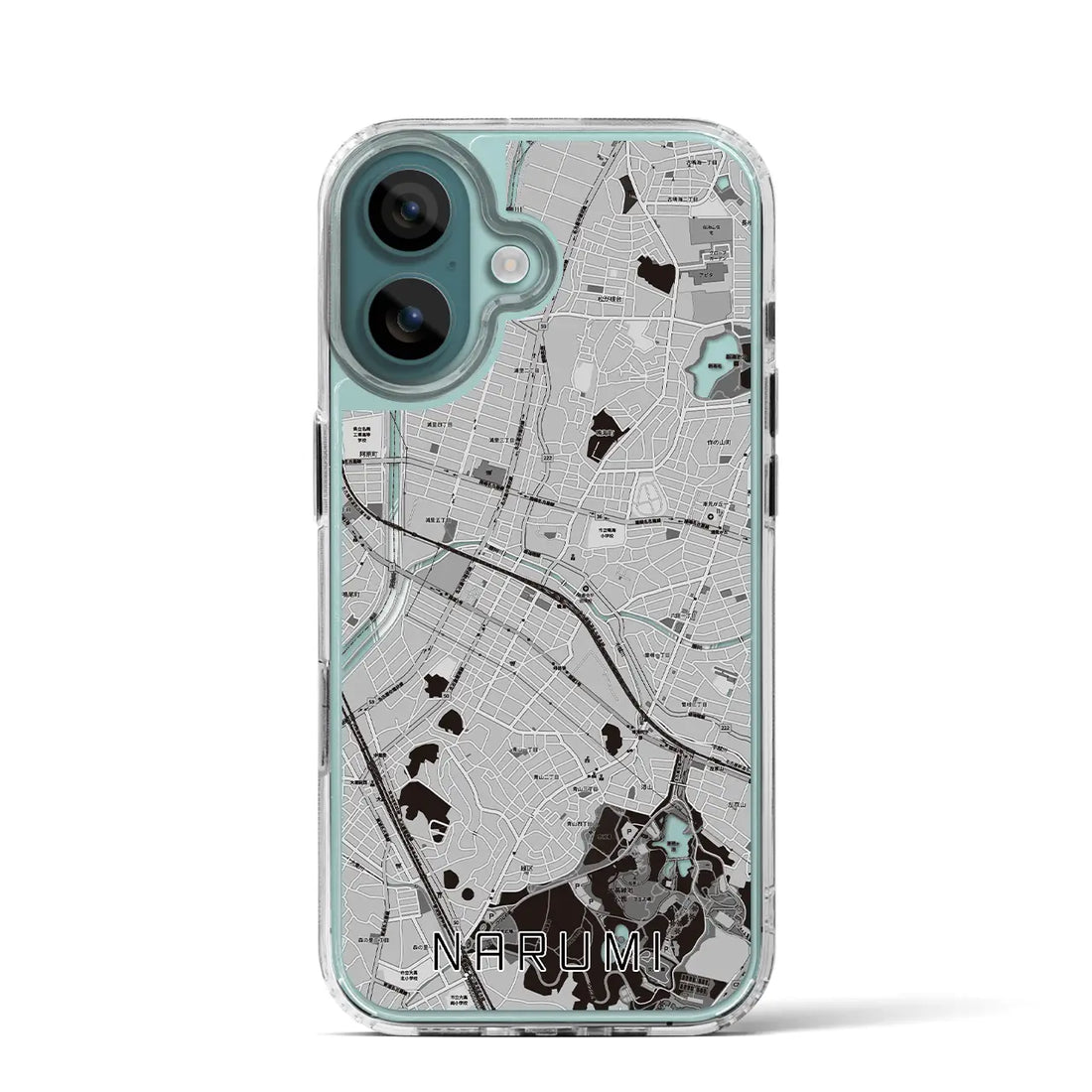 【鳴海（愛知県）】地図柄iPhoneケース（MagSafeタイプ）モノトーン・iPhone 16 Pro 用