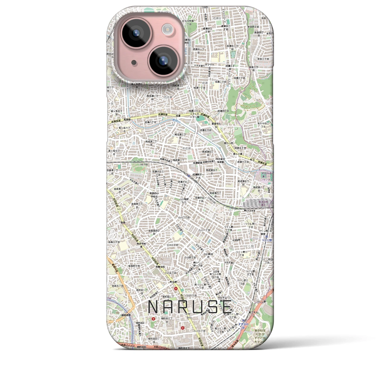 【成瀬（東京都）】地図柄iPhoneケース（バックカバータイプ）