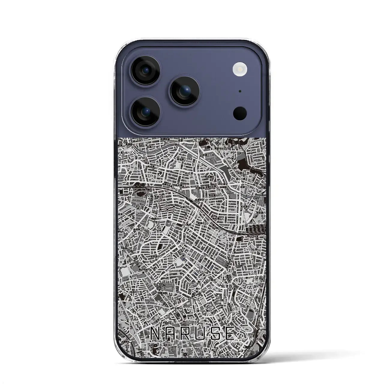 【成瀬（東京都）】地図柄iPhoneケース（クリアタイプ）モノトーン・iPhone 17 Pro Max 用