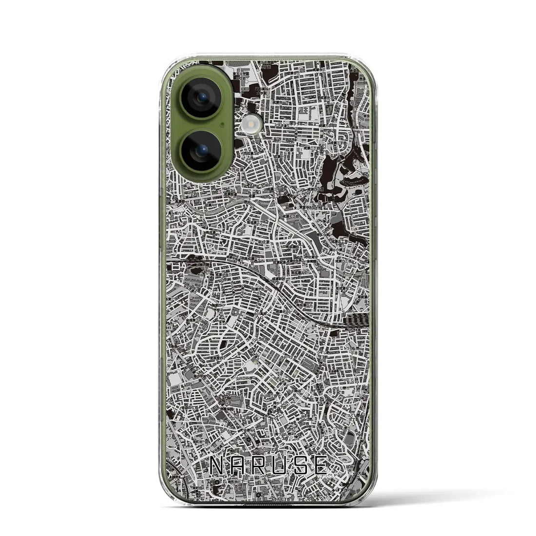 【成瀬（東京都）】地図柄iPhoneケース（クリアタイプ）モノトーン・iPhone 17 Pro Max 用