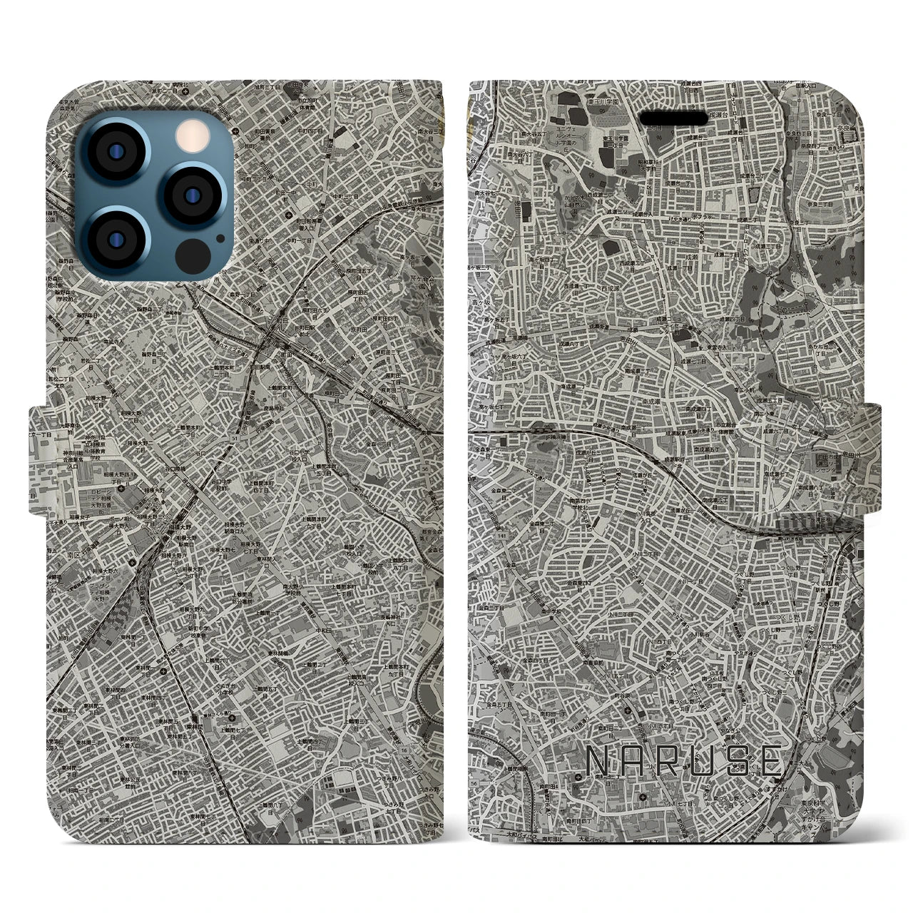 【成瀬（東京都）】地図柄iPhoneケース（手帳タイプ）