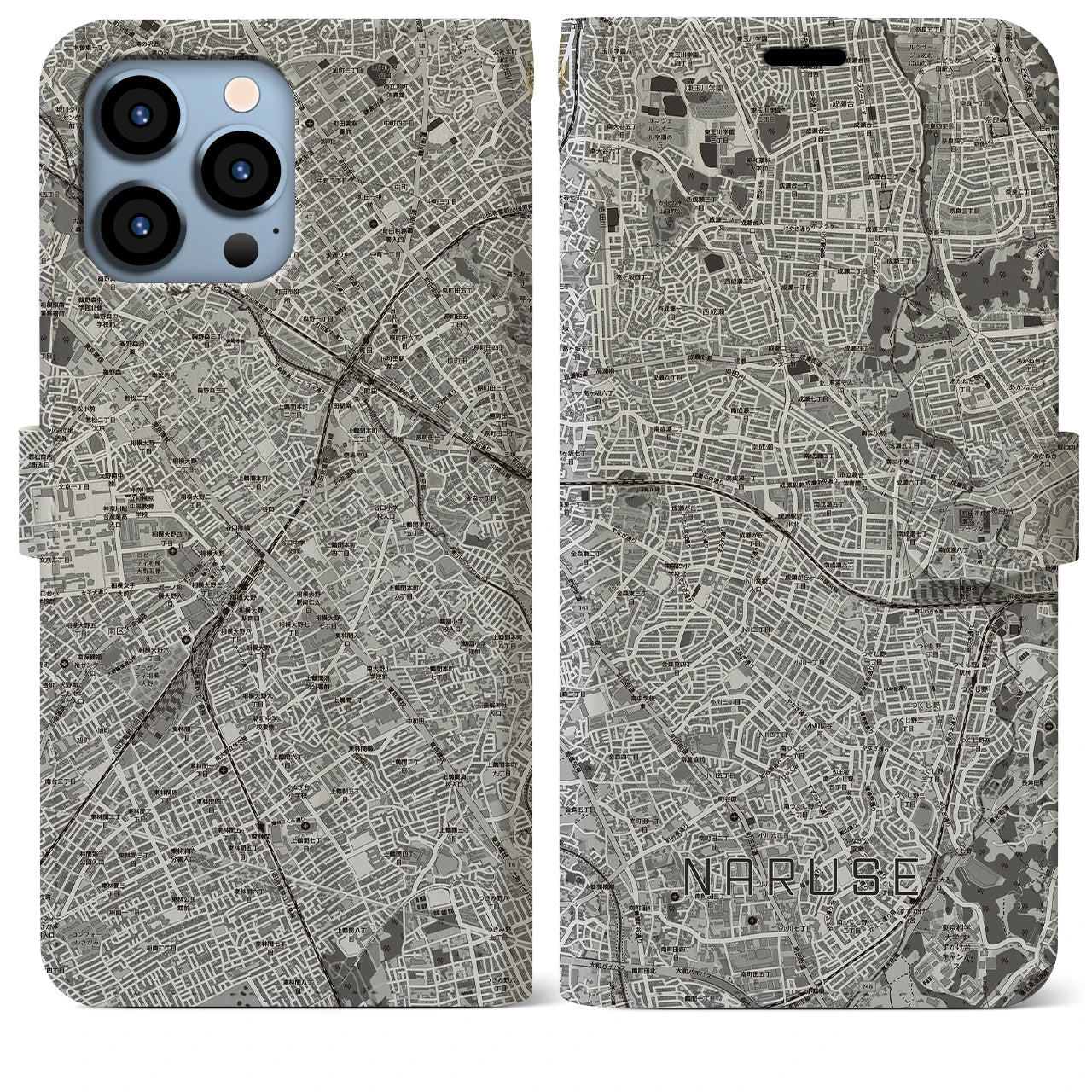 【成瀬（東京都）】地図柄iPhoneケース（手帳タイプ）