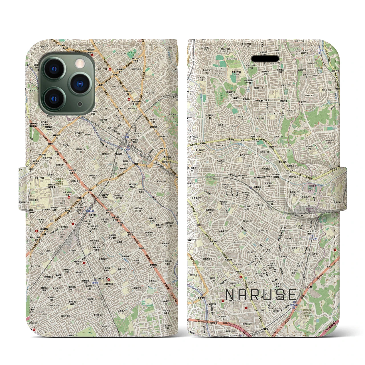 【成瀬（東京都）】地図柄iPhoneケース（手帳タイプ）