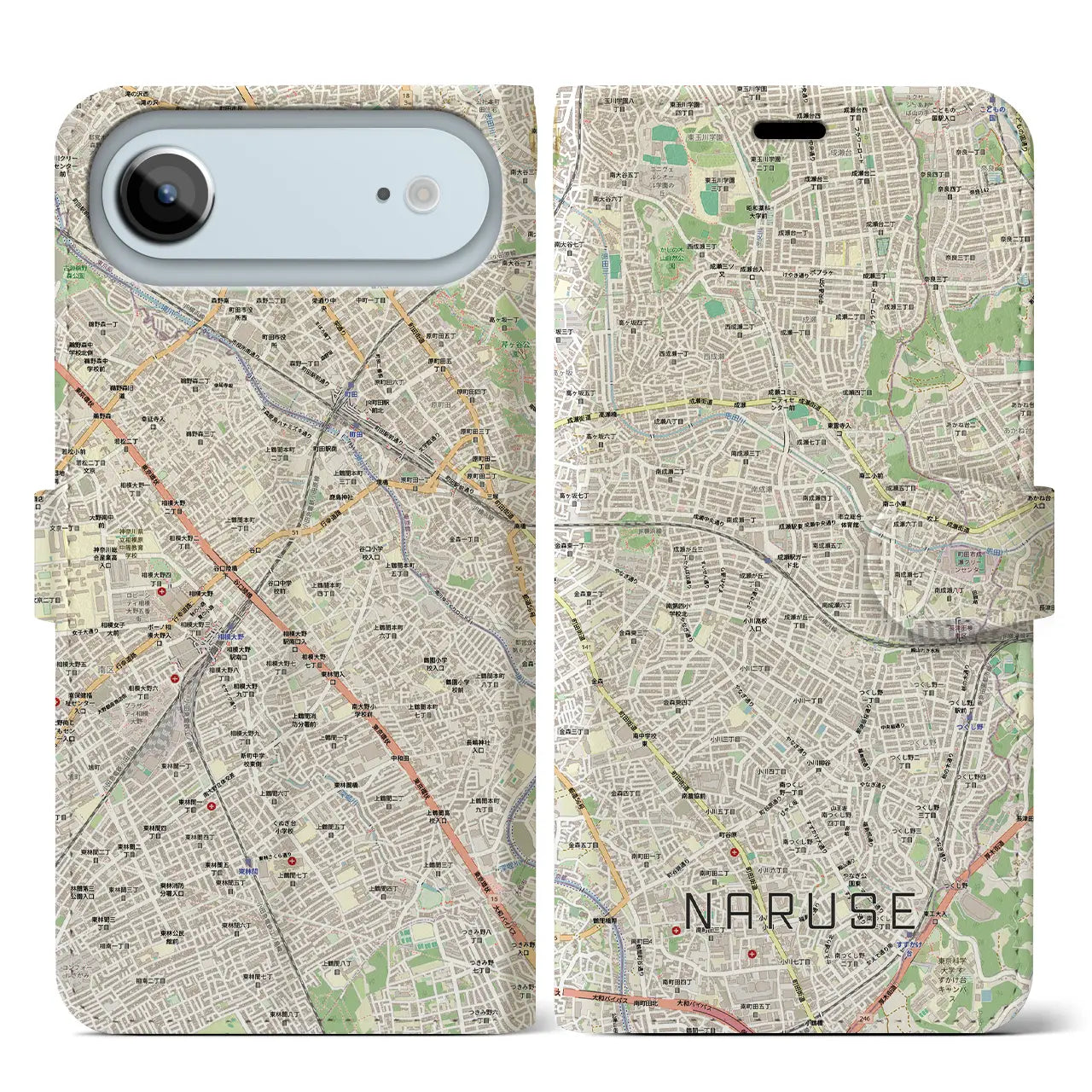 【成瀬（東京都）】地図柄iPhoneケース（手帳タイプ）