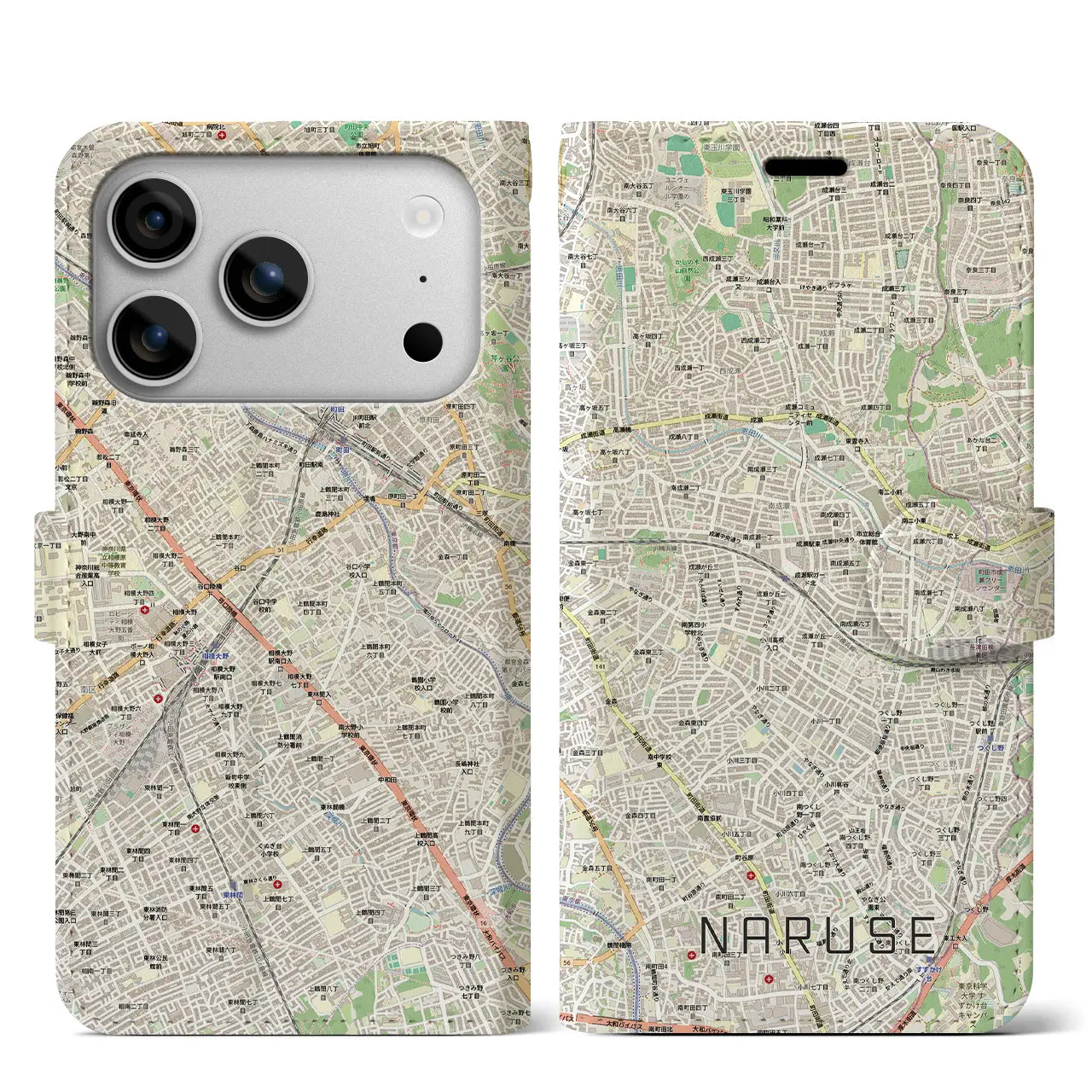 【成瀬（東京都）】地図柄iPhoneケース（手帳タイプ）