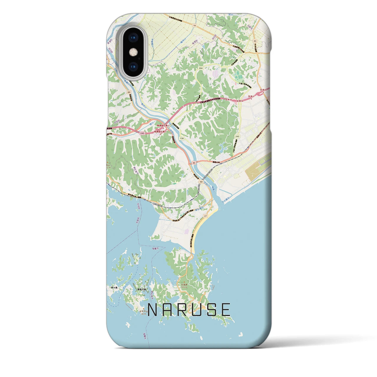 【鳴瀬（宮城県）】地図柄iPhoneケース（バックカバータイプ）