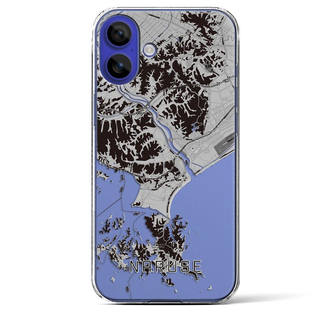 【鳴瀬（宮城県）】地図柄iPhoneケース（クリアタイプ）モノトーン・iPhone 16 Pro Max 用
