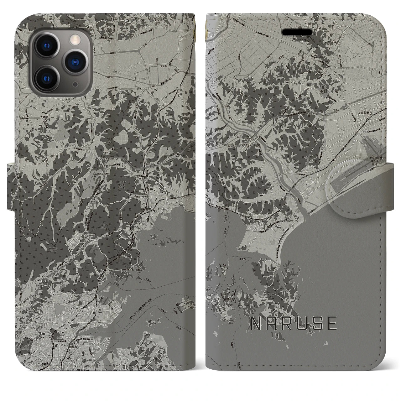 【鳴瀬（宮城県）】地図柄iPhoneケース（手帳タイプ）