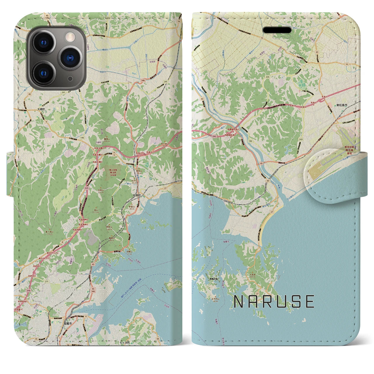 【鳴瀬（宮城県）】地図柄iPhoneケース（手帳タイプ）