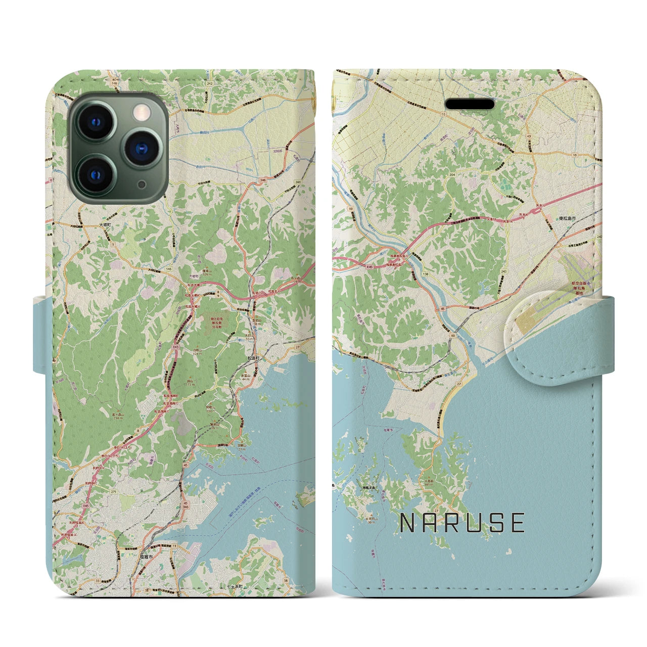 【鳴瀬（宮城県）】地図柄iPhoneケース（手帳タイプ）