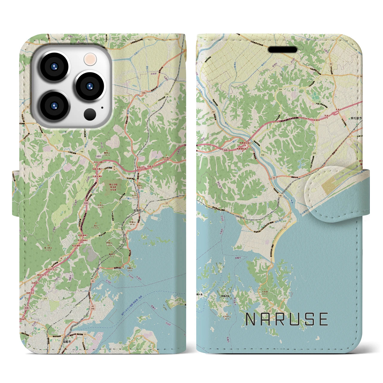 【鳴瀬（宮城県）】地図柄iPhoneケース（手帳タイプ）