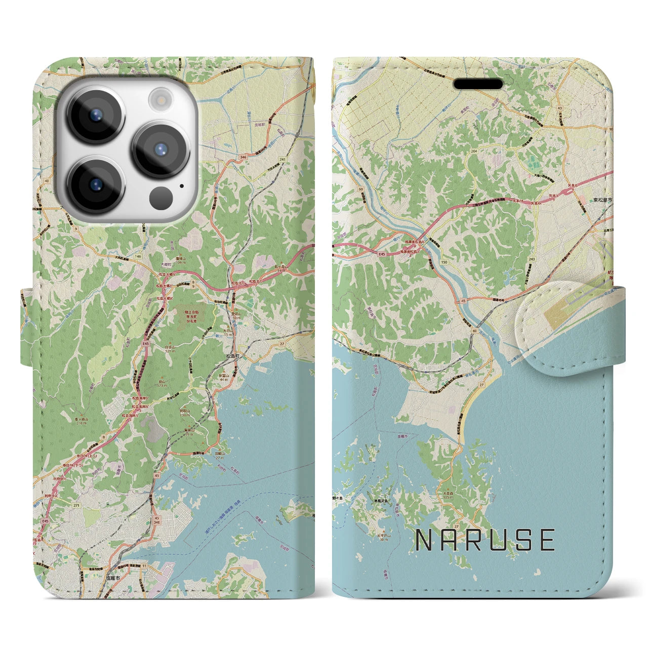 【鳴瀬（宮城県）】地図柄iPhoneケース（手帳タイプ）