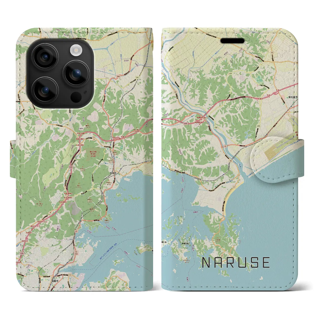 【鳴瀬（宮城県）】地図柄iPhoneケース（手帳タイプ）