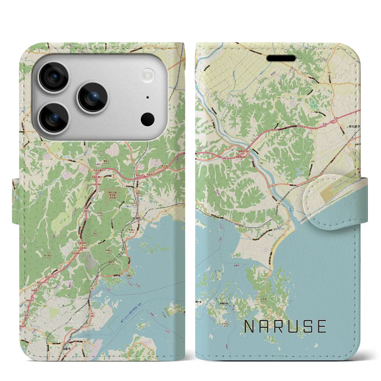 【鳴瀬（宮城県）】地図柄iPhoneケース（手帳タイプ）