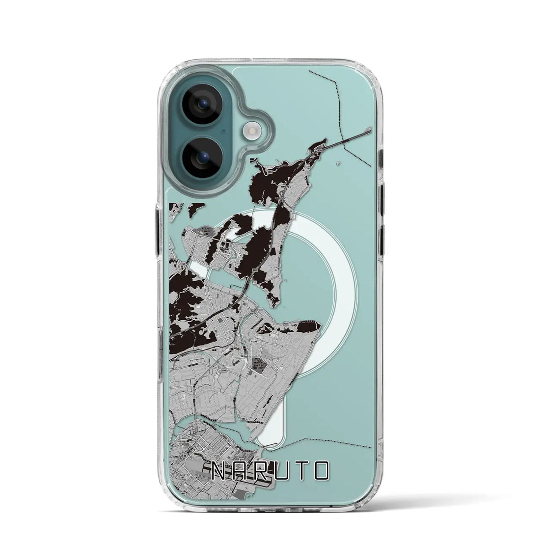 【鳴門（徳島県）】地図柄iPhoneケース（MagSafeタイプ）モノトーン・iPhone 16 Pro 用
