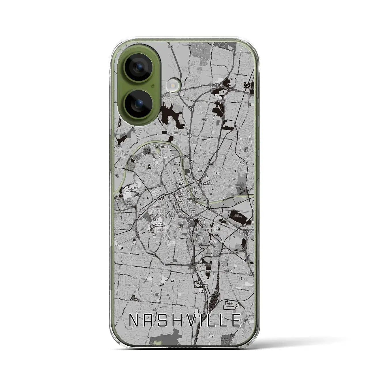 【ナッシュビル（アメリカ）】地図柄iPhoneケース（クリアタイプ）