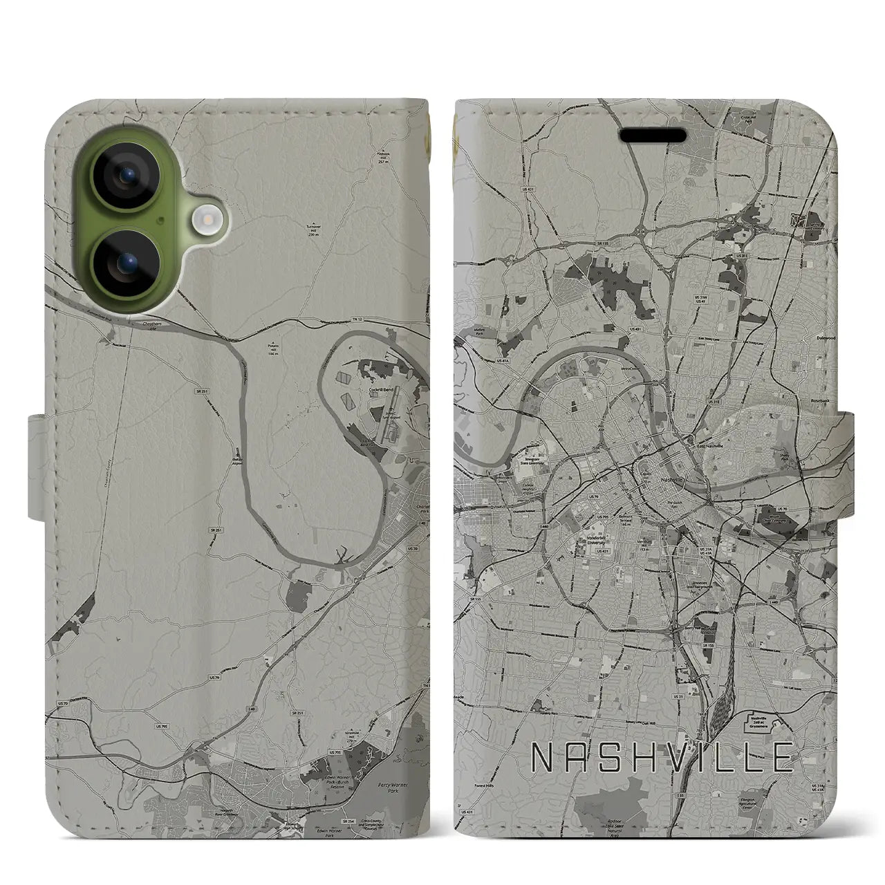 【ナッシュビル（アメリカ）】地図柄iPhoneケース（手帳タイプ）