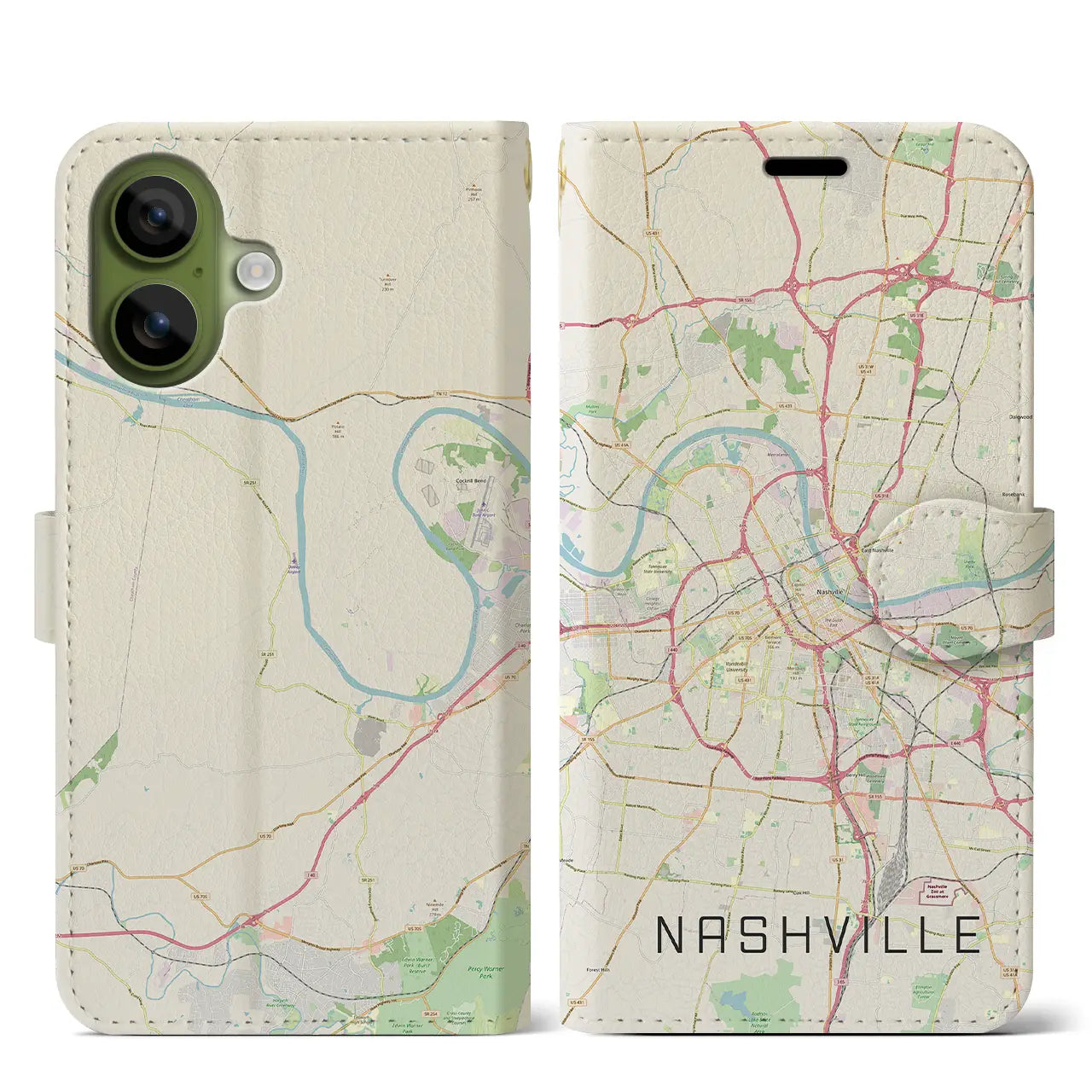 【ナッシュビル（アメリカ）】地図柄iPhoneケース（手帳タイプ）