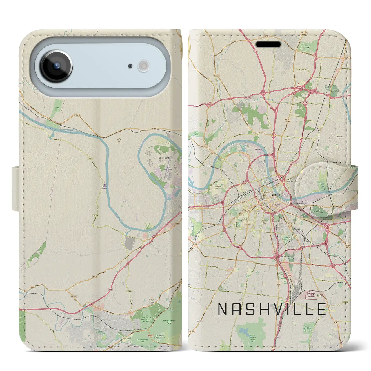 【ナッシュビル（アメリカ）】地図柄iPhoneケース（手帳タイプ）