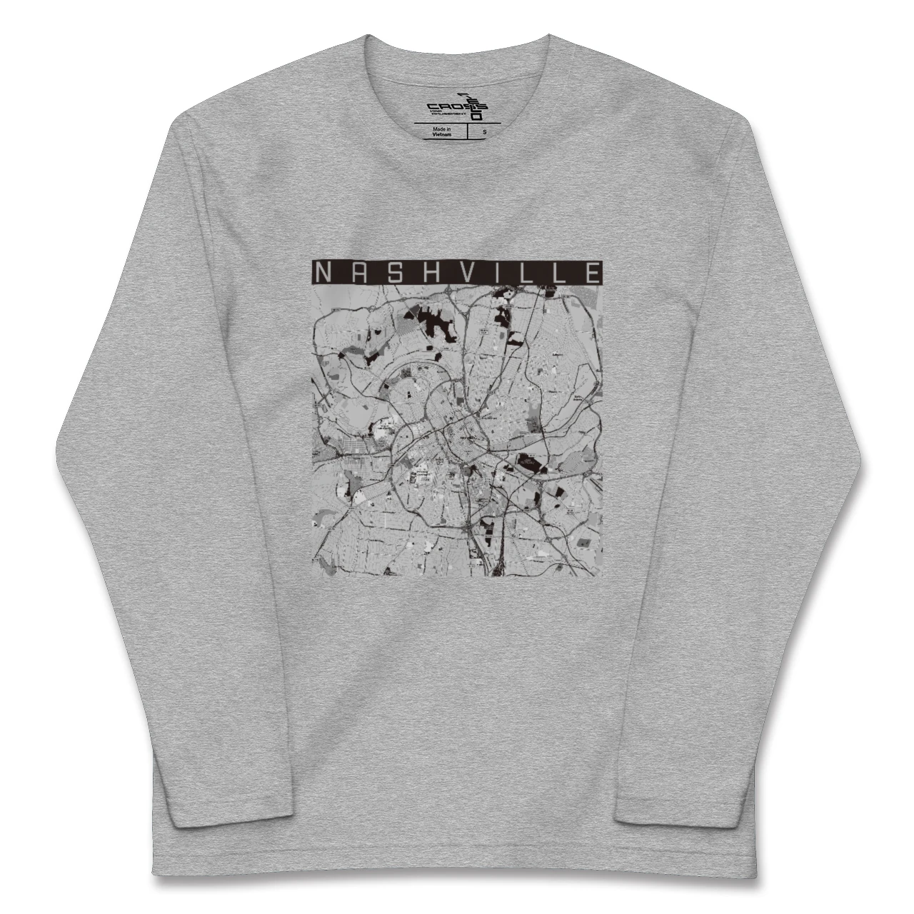 【ナッシュビル（アメリカ）】地図柄ロングスリーブTシャツ