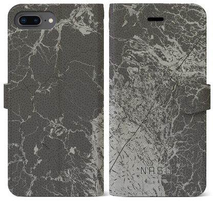 【那須（栃木県）】地図柄iPhoneケース（手帳タイプ）モノトーン・iPhone 8Plus /7Plus / 6sPlus / 6Plus 用