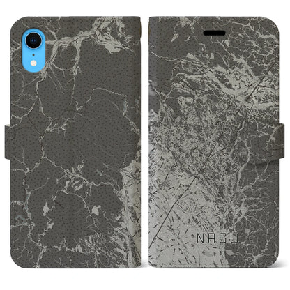 【那須（栃木県）】地図柄iPhoneケース（手帳タイプ）モノトーン・iPhone XR 用