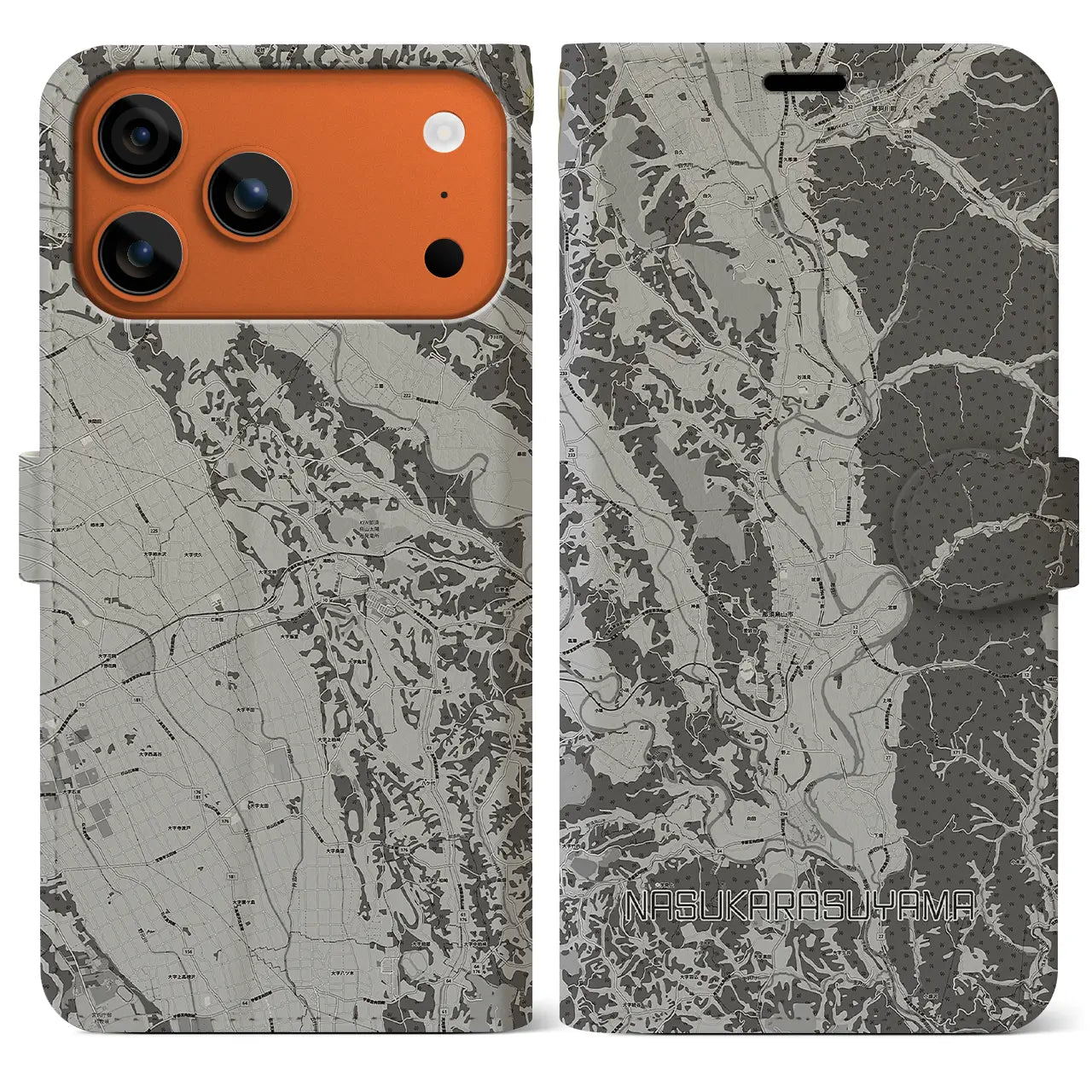 【那須烏山（栃木県）】地図柄iPhoneケース（手帳タイプ）