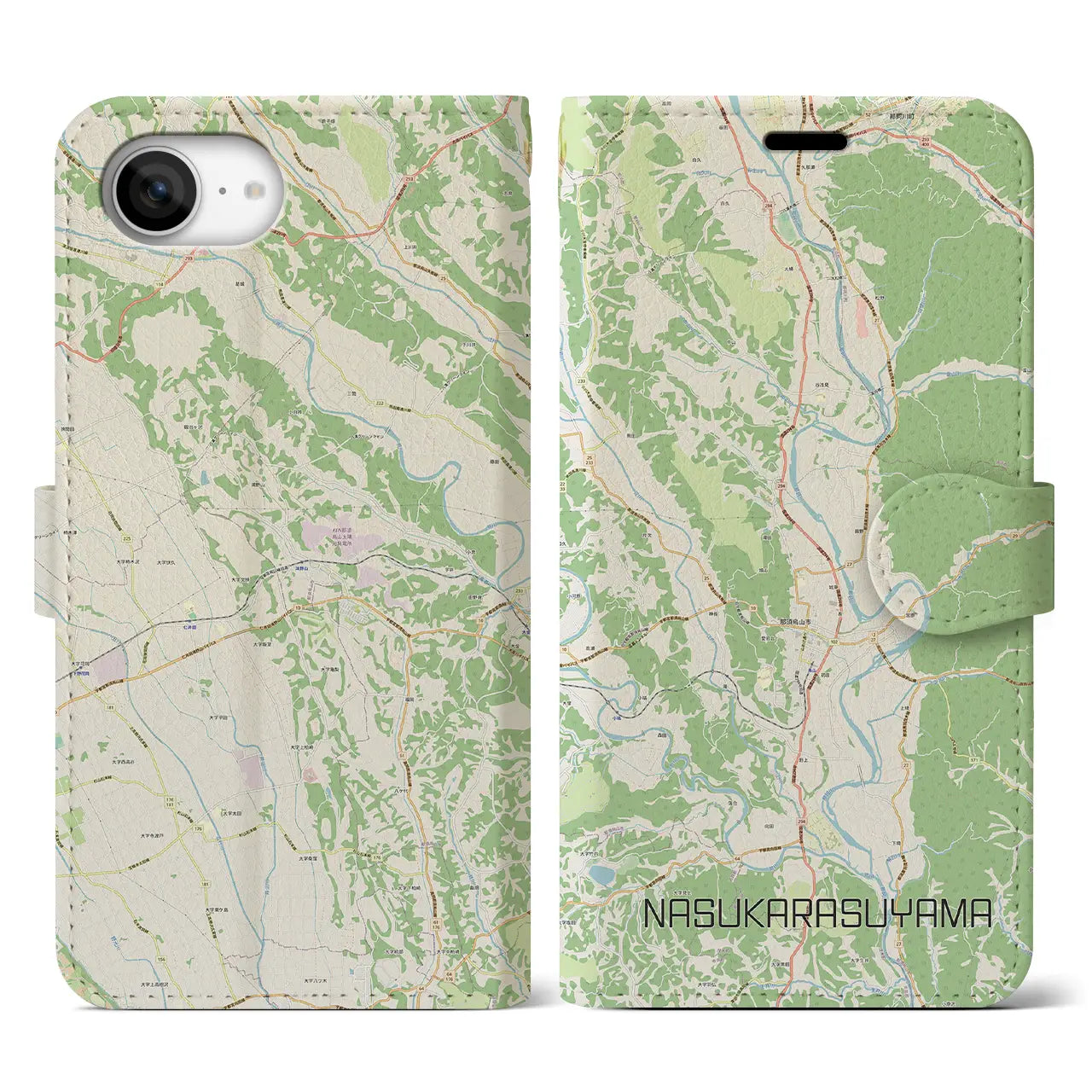 【那須烏山（栃木県）】地図柄iPhoneケース（手帳タイプ）