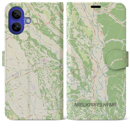【那須烏山（栃木県）】地図柄iPhoneケース（手帳タイプ）ナチュラル・iPhone 16 Pro Max 用