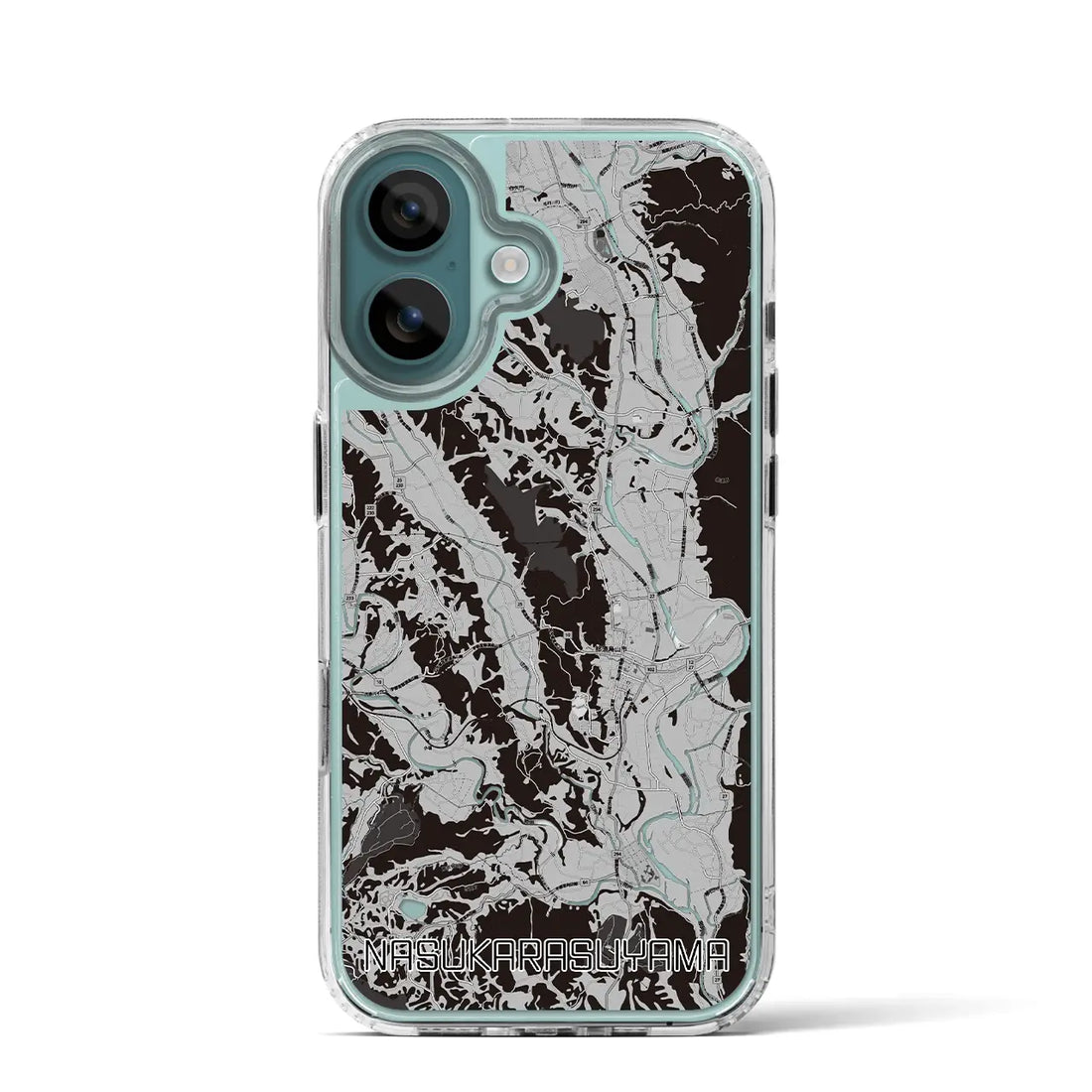 【那須烏山(栃木県)】地図柄iPhoneケース(MagSafeタイプ)モノトーン・iPhone 16 Pro 用