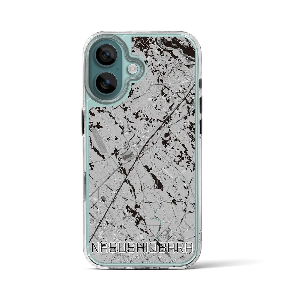 【那須塩原(栃木県)】地図柄iPhoneケース(MagSafeタイプ)モノトーン・iPhone 16 Pro 用