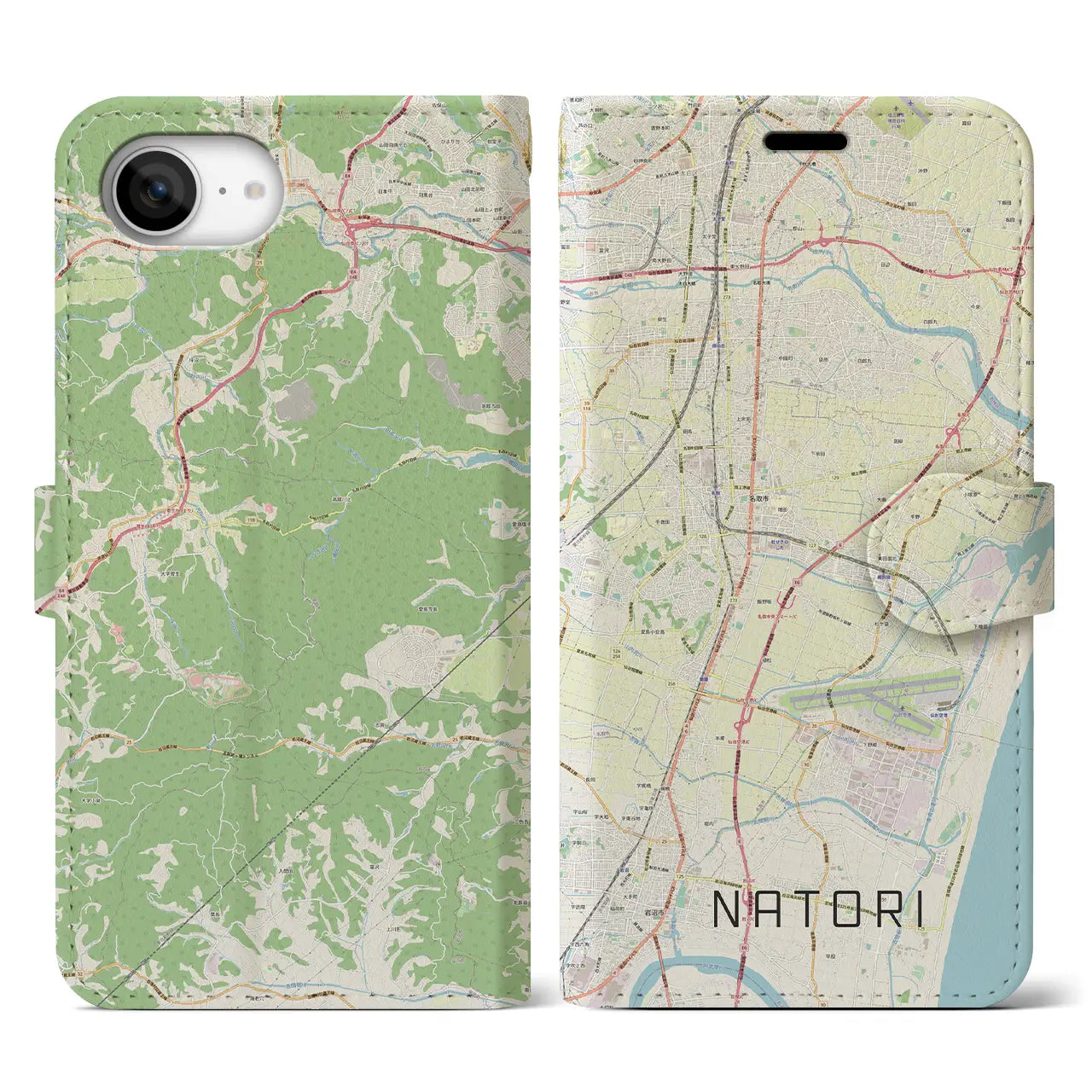 【名取（宮城県）】地図柄iPhoneケース（手帳タイプ）
