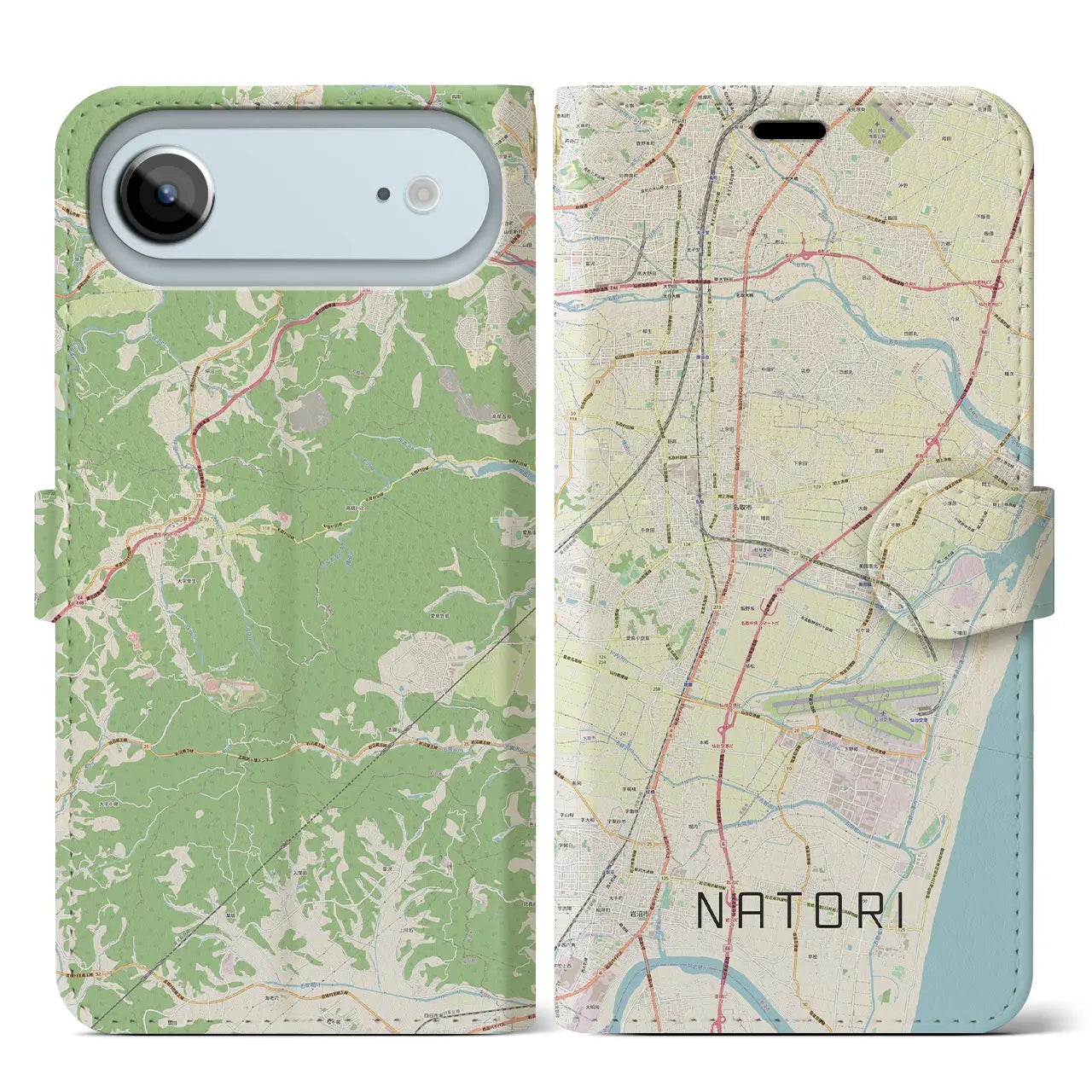 【名取（宮城県）】地図柄iPhoneケース（手帳タイプ）