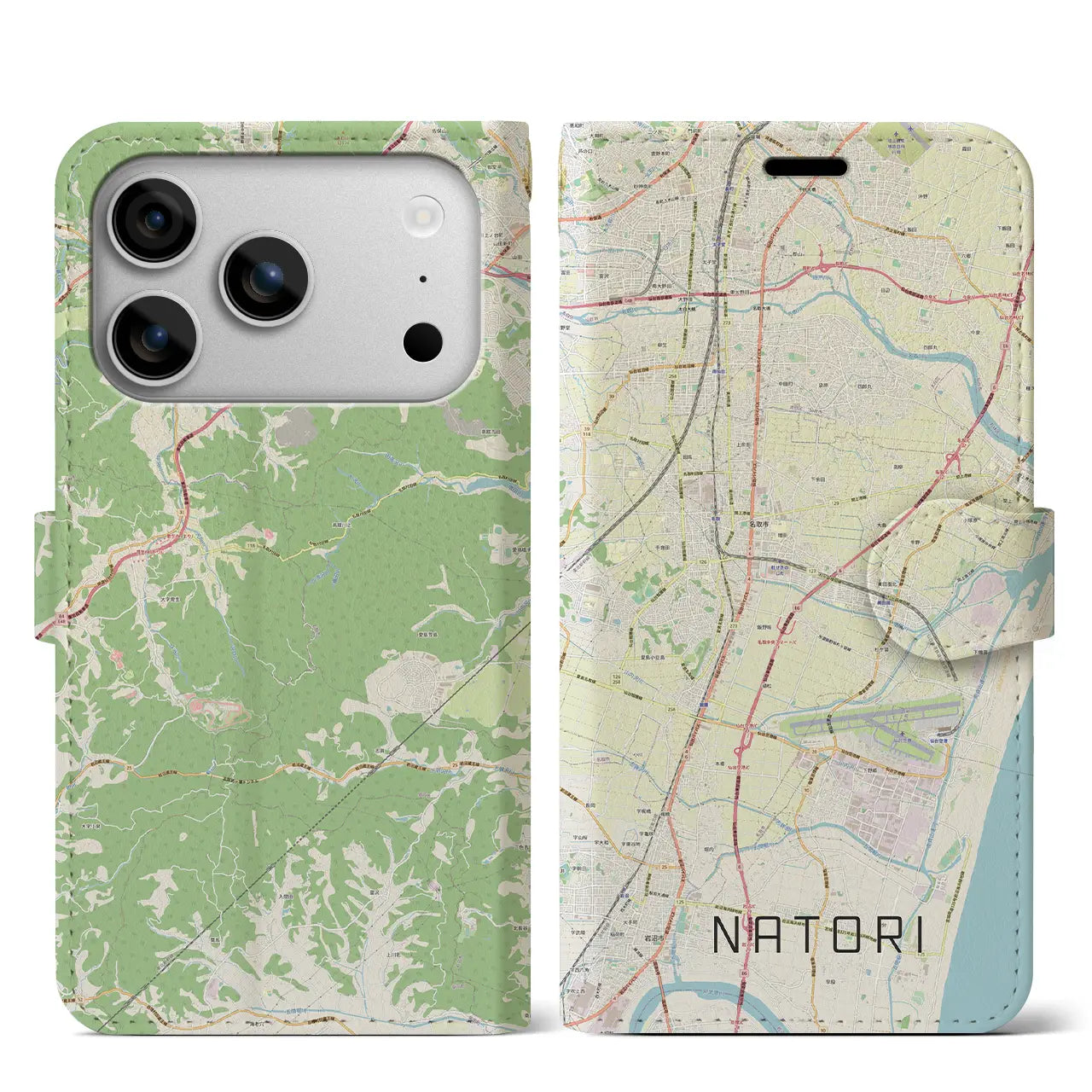 【名取（宮城県）】地図柄iPhoneケース（手帳タイプ）