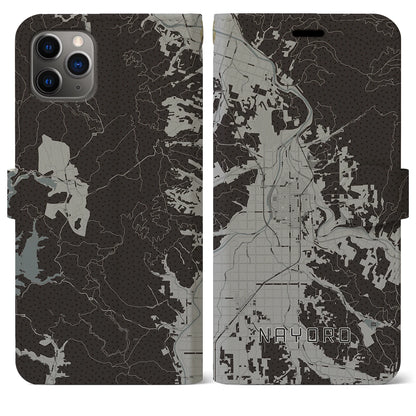 【名寄（北海道）】地図柄iPhoneケース（手帳タイプ）モノトーン・iPhone 11 Pro Max 用