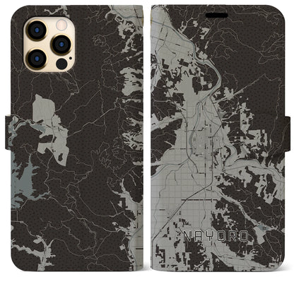 【名寄（北海道）】地図柄iPhoneケース（手帳タイプ）モノトーン・iPhone 12 Pro Max 用